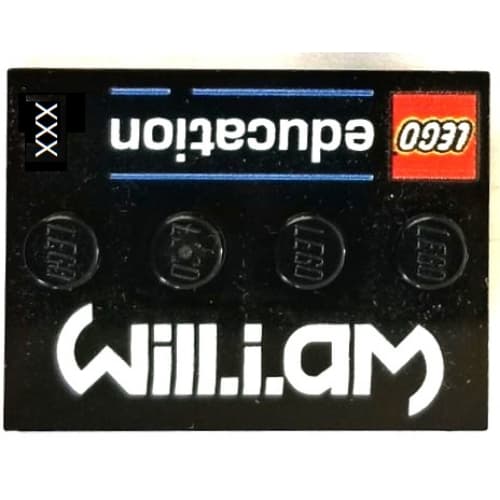 Plate Special 3 x 4 with 1 x 4 Center Studs and 'LEGO education' 'will.i.am' and Unique 3-Digit Number Print