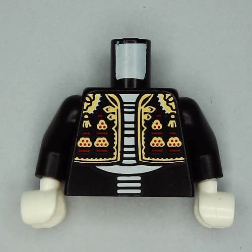 Torso Jacket, Mariachi Band, White Skeleton print, Black Arms, White Hands