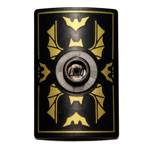 Shield Rectangular Curved with Stud with Gold Bat Wings and Batman Logo Print