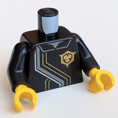 Torso Robe, Gold Shuriken Print, Black Arms, Yellow Hands