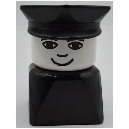 Duplo 2 x 2 x 2 Figure Brick Early, Police Hat Blue, Wide Smile Print