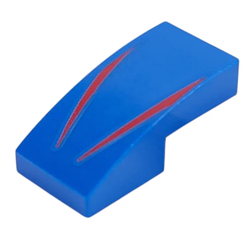 Slope Curved 2 x 1 No Studs with Red Stripes print