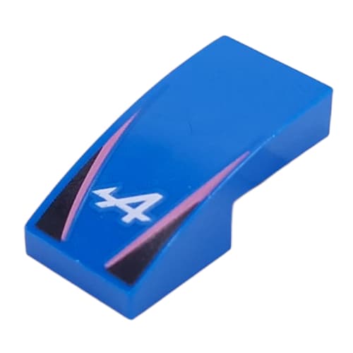 Slope Curved 2 x 1 No Studs with White 'A', Dark Pink Lines, Black Triangles print