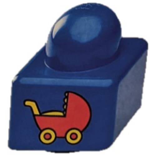 Primo Brick 1 x 1 with Red Baby Carriage Print