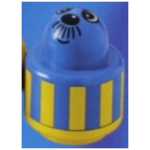 Primo Brick 1 x 1 with Round Rattle and Face, Yellow Stripes Print