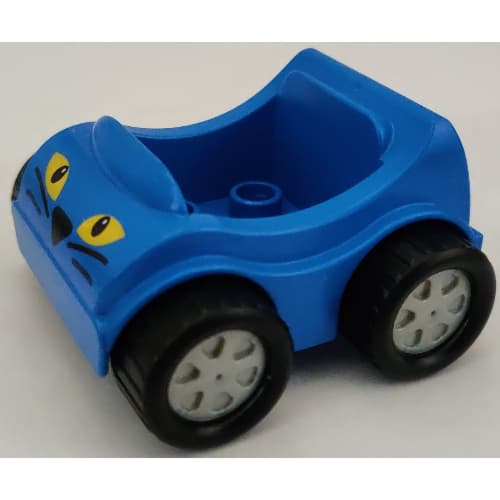 Duplo Car with Silver Wheels and Cat Face Print