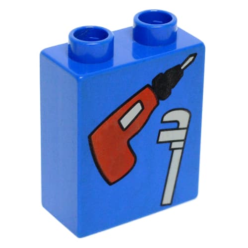 Duplo Brick 1 x 2 x 2, with Electric Drill and Wrench Print