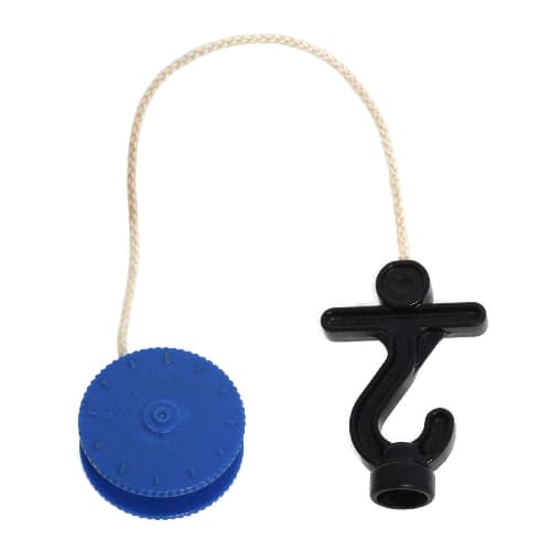 Duplo Winch Drum Narrow with White String and Black Thick Hook with Stud Case and Horizontal Bar