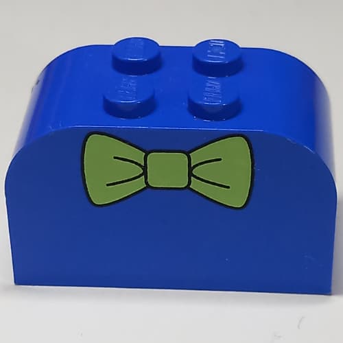 Brick Curved 2 x 4 x 2 Double with Green Bow Tie Print