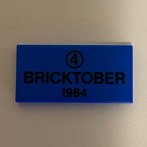 Tile 2 x 4 with '4' in Circle, 'BRICKTOBER 1984' Print