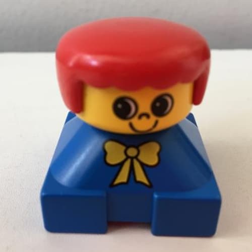 Duplo 2 x 2 x 2 Figure Brick, Rounded Bangs, Red Hair, Yellow Bow Print