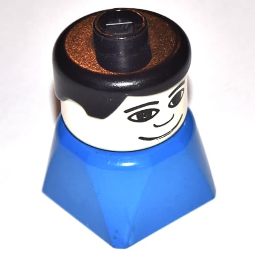 Duplo 2 x 2 x 2 Figure Brick Early, Neat Hair Black, Wide Smile Print