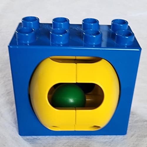 Duplo Brick 2 x 4 x 2 with Green Ball in Yellow Rattle