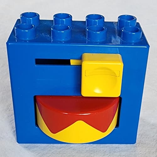 Duplo Brick 2 x 4 x 2 with Yellow Switch and Yellow and Red Rotating Wheel