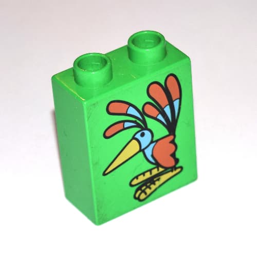 Duplo Brick 1 x 2 x 2 with Colorful Bird Print