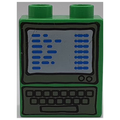 Duplo Brick 1 x 2 x 2 with Computer Screen and Keyboard Print