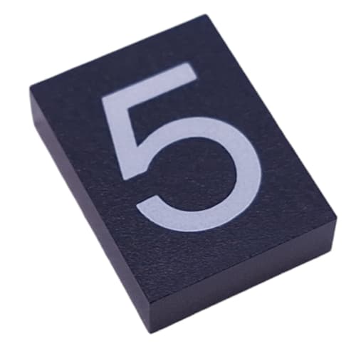 Modulex Tile 3 x 4 with White '5' print, without Internal Supports