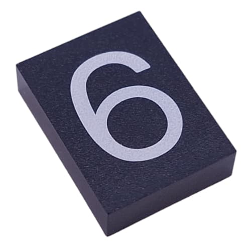 Modulex Tile 3 x 4 with White '6' print, without Internal Supports