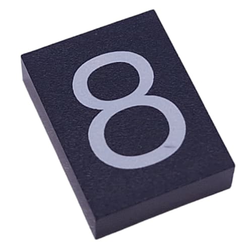 Modulex Tile 3 x 4 with White '8' print, without Internal Supports