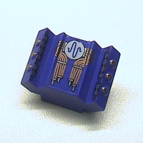 Brick Sloped 2 x 2 No Studs with Angled Side Block Extensions and Pulse Print