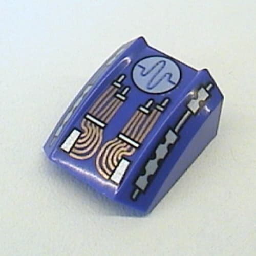 Slope Curved 2 x 2 with Lip, No Studs with Printed Circuitry Print (Pulse)