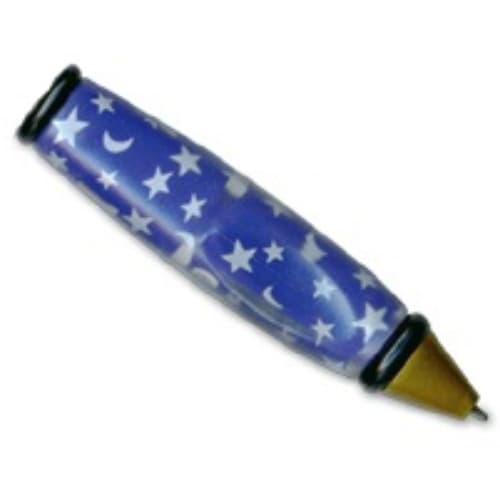 Pen Body, with Pearl Gold Tip, Black Ends with Stars and Moons Print