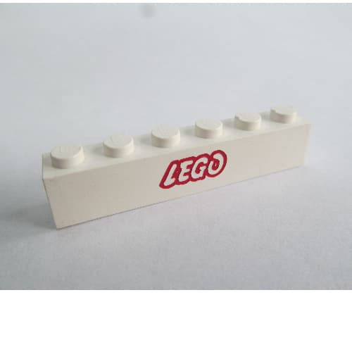 Brick 1 x 6 with Red LEGO Logo, Open O print