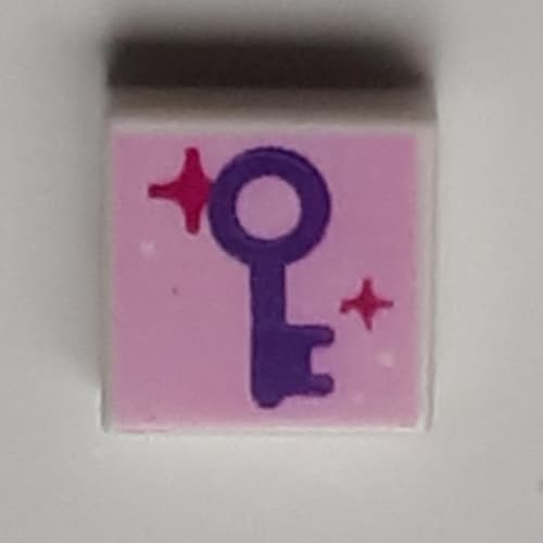 Tile 1 x 1 with Dark Purple Key, Magenta Stars, Bright Pink Background print