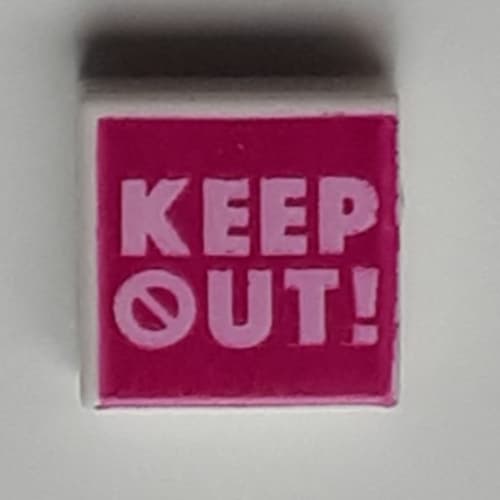 Tile 1 x 1 with Bright Pink 'KEEP OUT!' on Magenta Background print