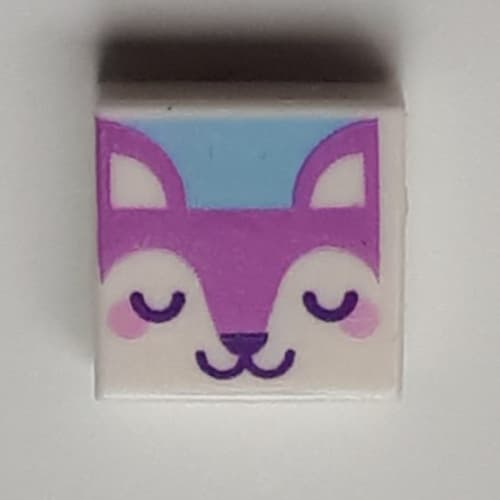 Tile 1 x 1 with Medium Lavender Fox print