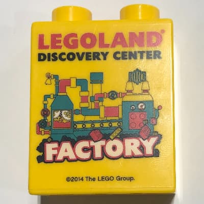 Duplo Brick 1 x 2 x 2 with Bottom Tube, 'LEGOLAND DISCOVERY CENTER FACTORY' 2014 Print