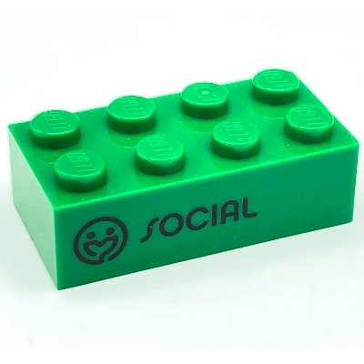 Brick 2 x 4 with 'SOCIAL' and Icon Print