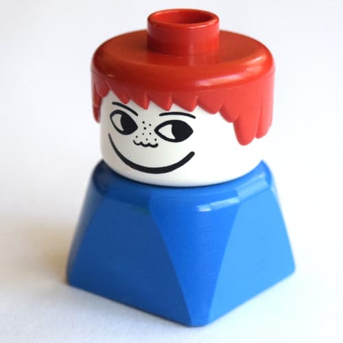 Duplo 2 x 2 x 2 Figure Brick Early, Short Spiky Hair Red, Nose Freckles Print