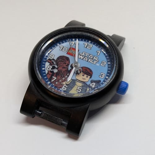 Watch Face with 'LEGO Star Wars' Logo, Silver Circle, Han Solo and Chewbacca Print