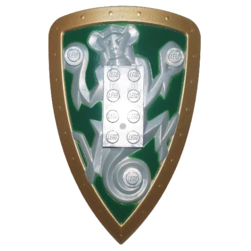 Large Figure Shield, 2 x 4 Brick Relief, Monkey with Green and Gold Print