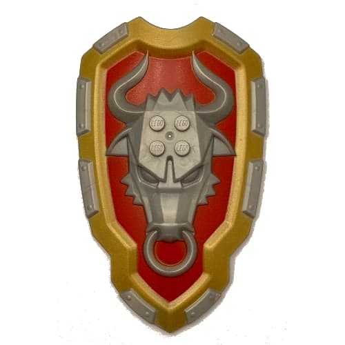 Large Figure Shield, 2 x 2 Brick Relief, Bull with Red and Metallic Gold Print