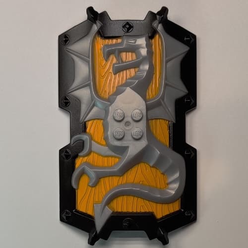 Large Figure Shield, 2 x 2 Brick Relief, Dragon with Bright Light Orange and Black Print