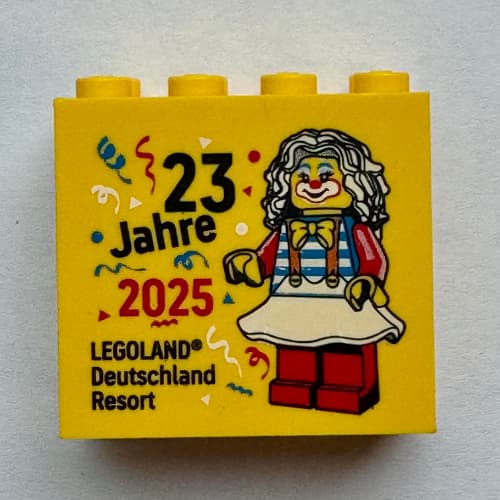 Brick 2 x 4 x 3 with '23 Jahre 2025 LEGOLAND Deutschland Resort'