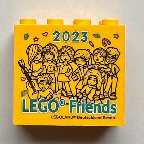 Brick 2 x 4 x 3 with 'LEGOLAND Deutschland Resort 2023 LEGO Friends' Print