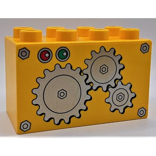 Duplo Brick 2 x 4 x 2 with 3 Gears Print