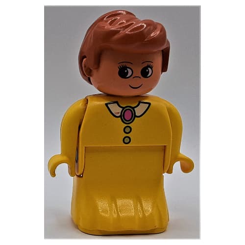 Duplo Figure, Early, Dress Yellow, White Collar and Buttons Print