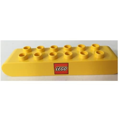 Duplo Brick 2 x 8 Rounded Ends with Lego Logo Print