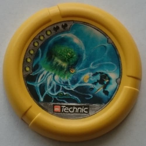 Large Figure Throwing Disk, Scuba / Sub, 6 Pips, Fighting Giant Jellyfish Print