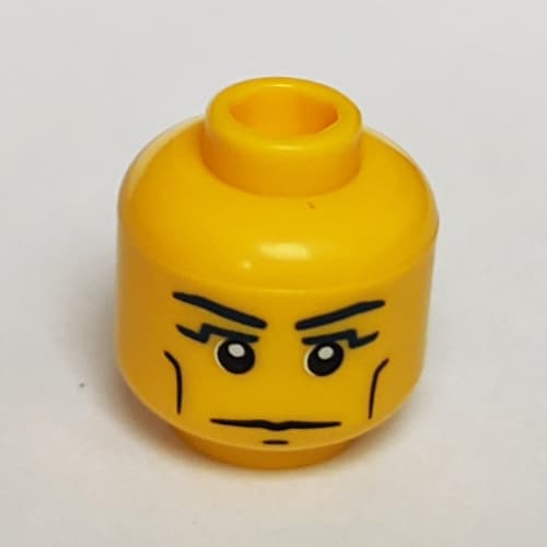 Minifig Head Pharaoh, Vertical Cheek Lines, Slight Frown, Chin Dimple and White Pupils Print