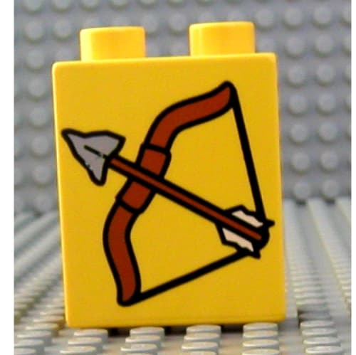 Duplo Brick 1 x 2 x 2 with Bow and Arrow Print