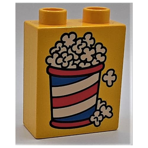 Duplo Brick 1 x 2 x 2 with Bucket of Popcorn Print