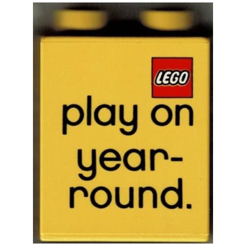 Duplo Brick 1 x 2 x 2 with Legoland California Membership Play On Year-Round Print