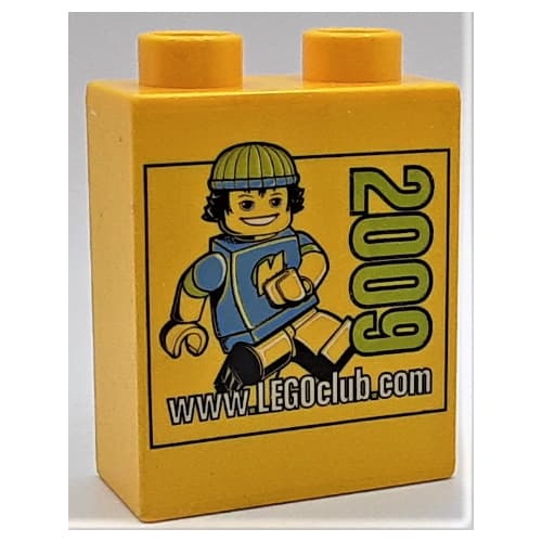 Duplo Brick 1 x 2 x 2 with www.LEGOclub.com 2009 Print