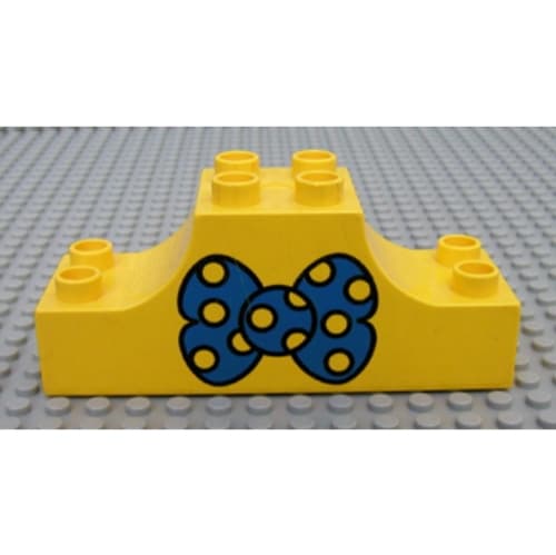 Duplo Brick 2 x 6 x 2 with Curved Ends and Bow Tie Print