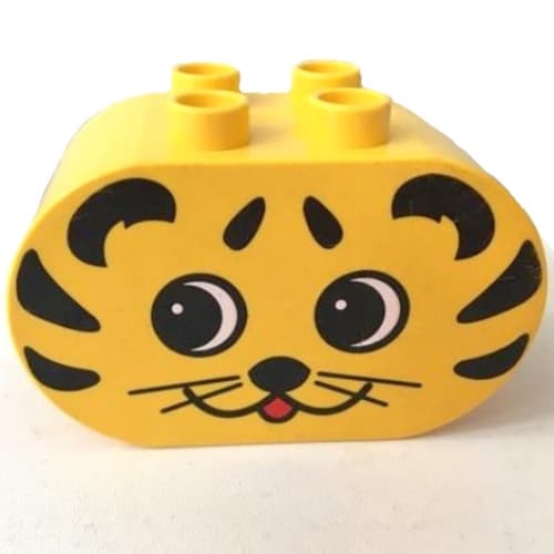 Duplo Brick 2 x 4 x 2 Rounded Ends with Tiger Face Print